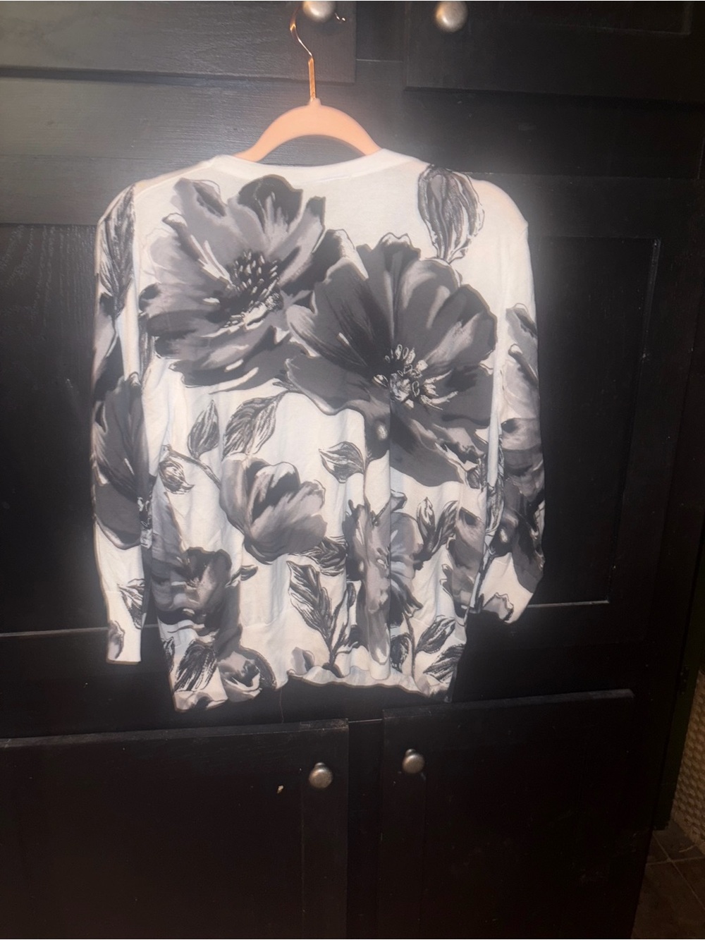 Lane Bryant Black & White Floral Cardigan